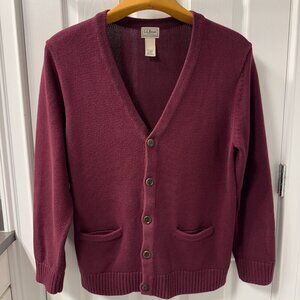 L.L. Bean Burgundy Cardigan Sweater Size Large